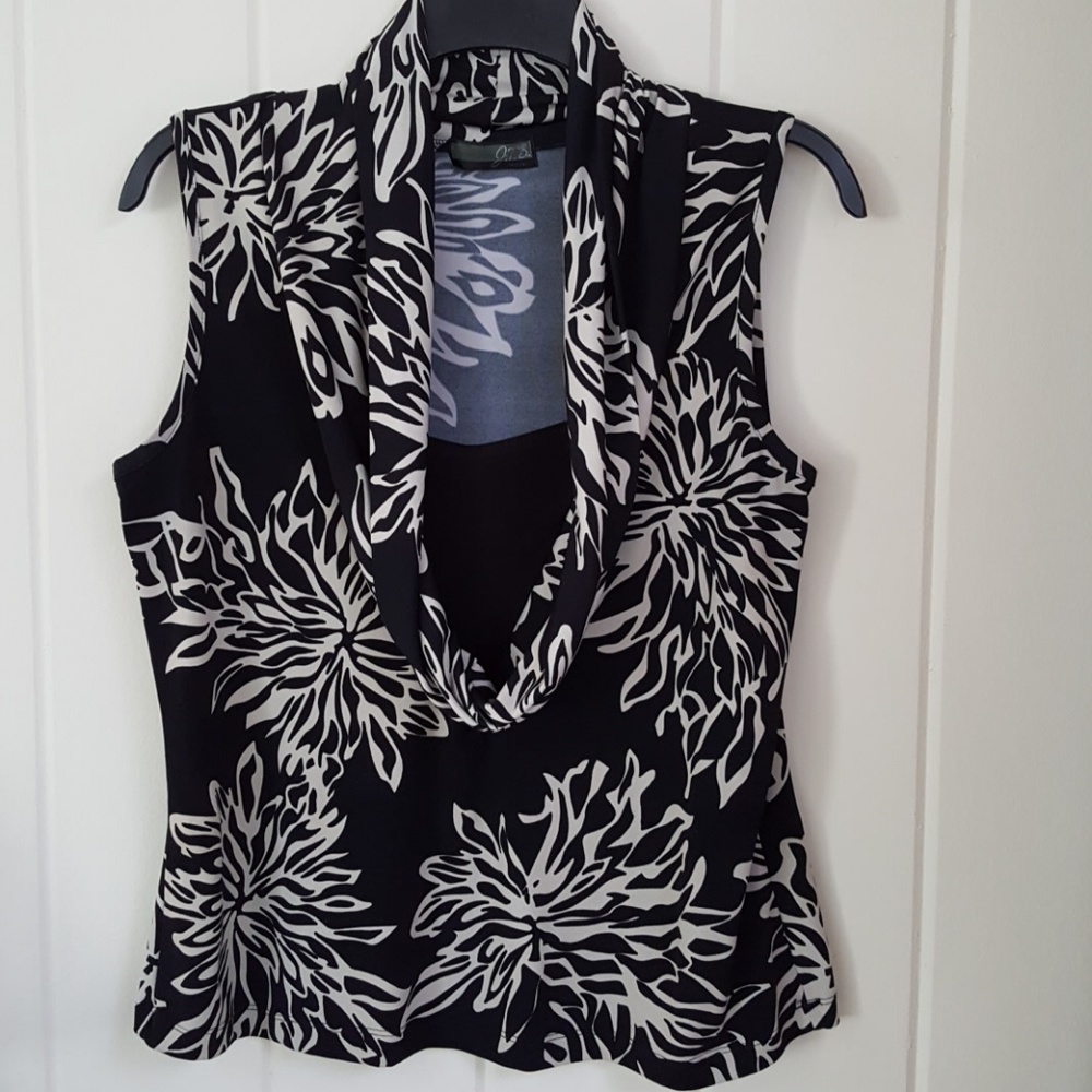 Sleeveless cowl neck with sewn-in insert